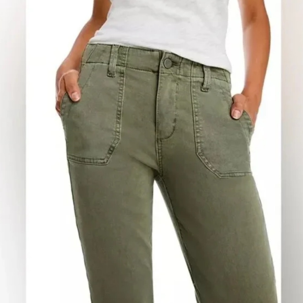 Paige Mayslie Jogger Pants Size 28 Olive Green Cropped Ankle Zip Stretch EUC - Picture 3 of 15